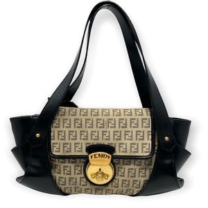 Fendi Borsa Tuc Zucca Leather & Canvas Shoulder Bag